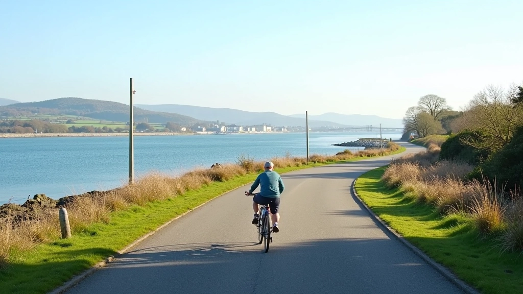 Scenic coastal cycling path along Waterford estuary with water views and natural vegetation